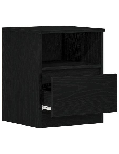 Comò da letto 2 pezzi Nero e Rovere 40x40x50 cm in legno ingegnerizzato