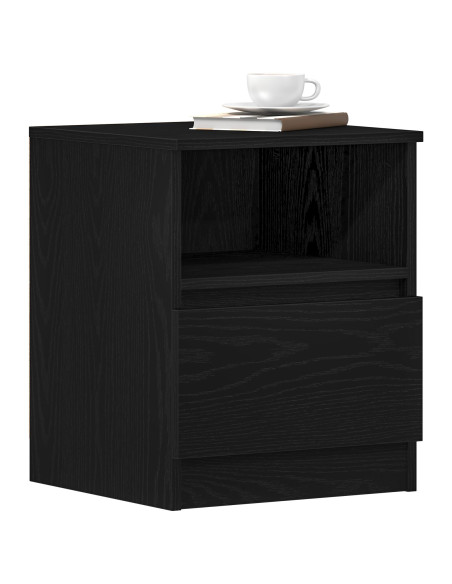 Comò da letto 2 pezzi Nero e Rovere 40x40x50 cm in legno ingegnerizzato
