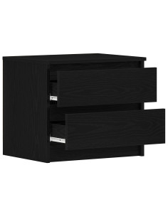 Armadio da Notte con cassetto Rovere Nero 50 x 40 x 43,5 cm 2
