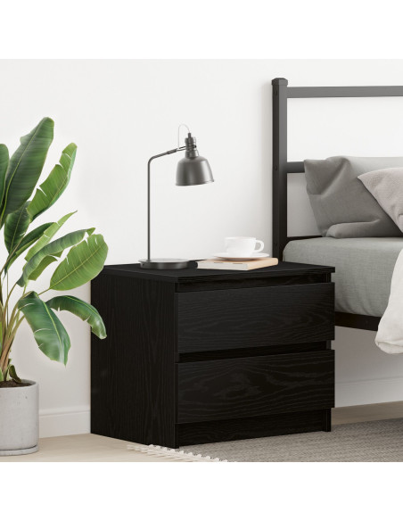 Armadio da Notte con cassetto Rovere Nero 50 x 40 x 43,5 cm