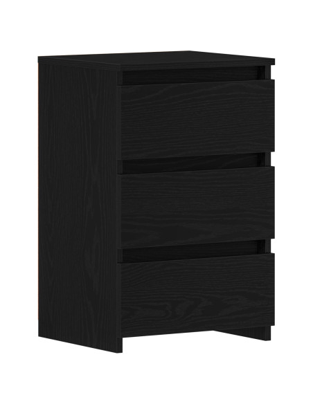 Comodino Nero Rovere  40x35x62,5 cm in Legno Ingegnerizzato