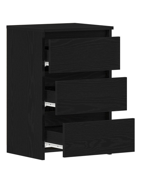 Comodino Nero Rovere  40x35x62,5 cm in Legno Ingegnerizzato