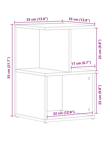 Armadio da Notte Rovere Nero 35 x 35 x 55 cm Legno multistrato