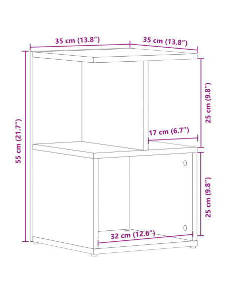 Comodino  in rovere nero 35x35x55 cm in legno ingegnerizzato