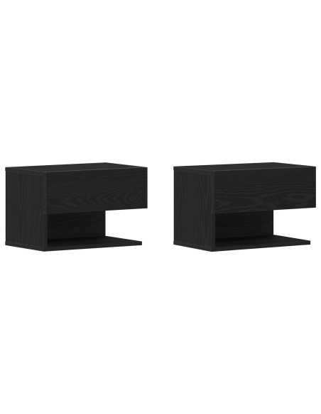 Armadi da comodino a muro  (Set di 2) - Legno ingegnerizzato rovere nero
