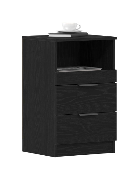 Comodino  Nero Rovere 40x35x65 cm Realizzato in Legno Ingegnerizzato