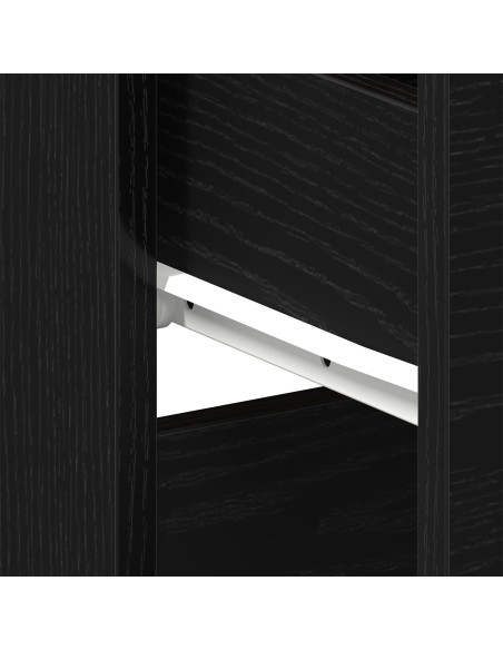 Comodino  Nero Rovere 40x35x65 cm Realizzato in Legno Ingegnerizzato