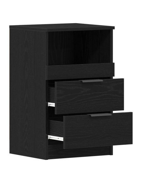 Comodino  Nero Rovere 40x35x65 cm Realizzato in Legno Ingegnerizzato