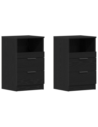 Armadio da Notte con cassetto 2 pcs Rovere Nero 40 x 35 x 65 cm