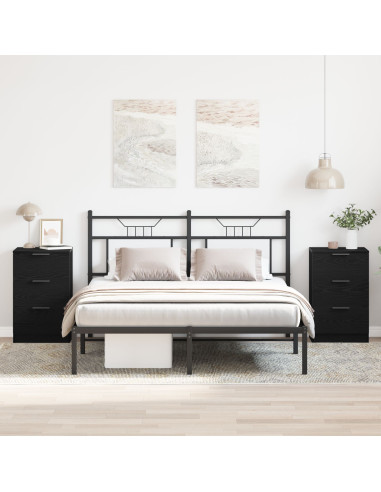 Armadio da Notte con cassetto 2 pcs Rovere Nero 40 x 65 x 65 cm