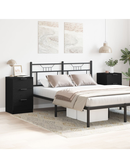 Comodini 2 pezzi Nero Rovere 40x65x65 cm Realizzati in Legno Ingegnerizzato