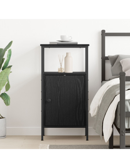 Armadio da Notte Rovere Nero 41 x 31 x 80 cm Legno multistrato