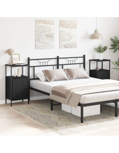 Armadio da Notte 2 pcs Rovere Nero 41 x 31 x 80 cm