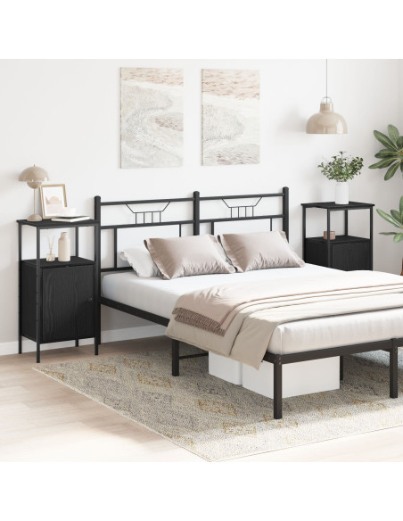 Comodini 2 pz Nero Rovere 41x31x80 cm Legno ingegnerizzato