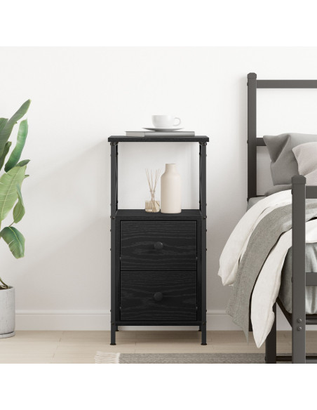 Armadio da Notte con cassetto Rovere Nero 34 x 35,5 x 70 cm