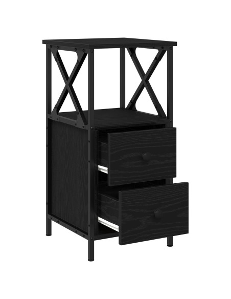 Comodini 2 pz Nero Rovere 34x35,5x70 cm Legno ingegnerizzato