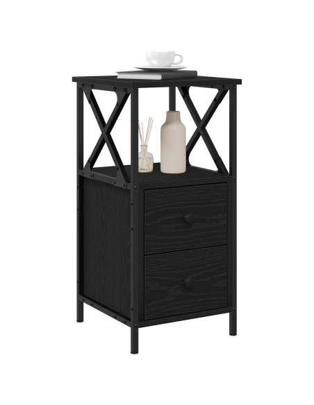 Comodini 2 pz Nero Rovere 34x35,5x70 cm Legno ingegnerizzato
