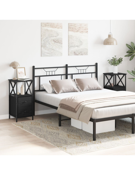 Comodini 2 pz Nero Rovere 34x35,5x70 cm Legno ingegnerizzato