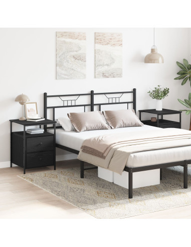 Armadio da Notte 2 pcs Rovere Nero 34 x 35,5 x 50 cm