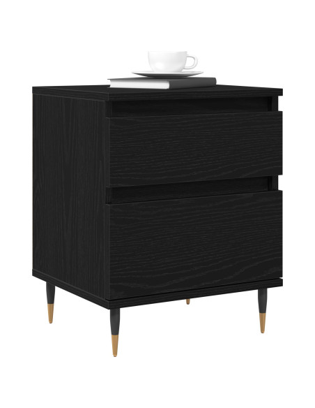 Comodino  Nero Rovere 40x35x50 cm in Legno Ingegnerizzato