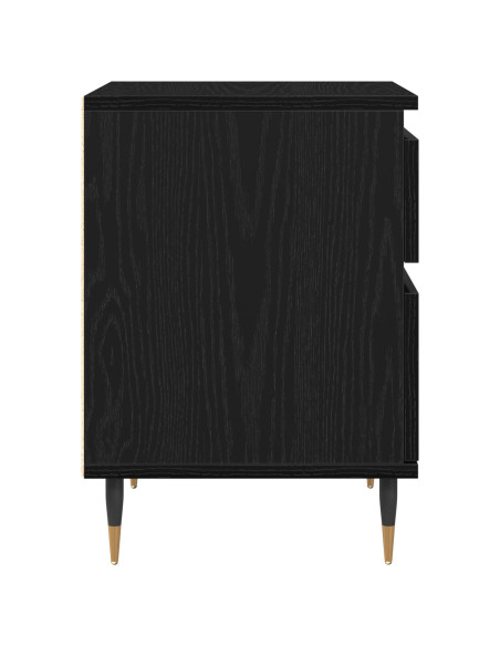 Comodino  Nero Rovere 40x35x50 cm in Legno Ingegnerizzato