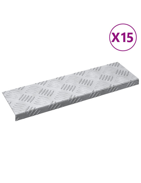 Tappeti per scale in alluminio  - set da 15, antiscivolo, 60x18 cm