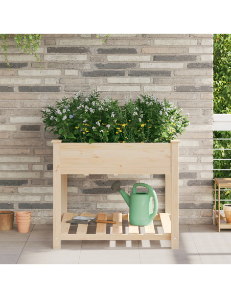 Vaso da giardino  con ripiano 90x90x76 cm in legno massello di abete