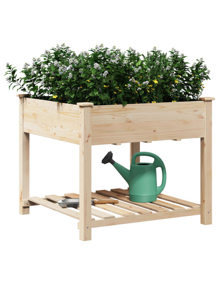 Vaso da giardino  con ripiano 90x90x76 cm in legno massello di abete