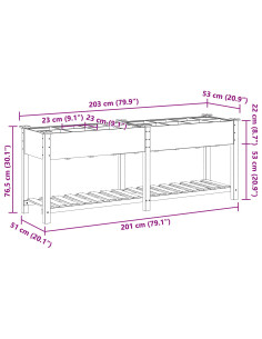 Vaso da giardino con lo scaffale Beige 203,5 x 53 x 76,5 cm 2