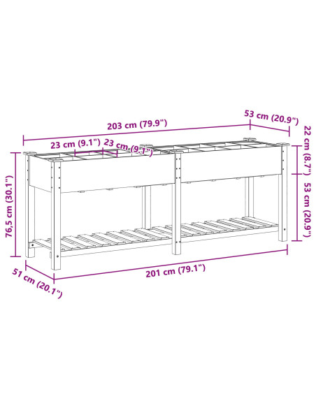 Vaso da giardino con lo scaffale Beige 203,5 x 53 x 76,5 cm