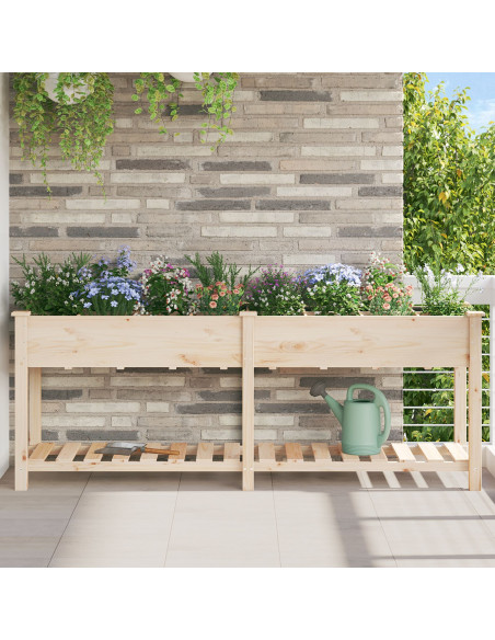 Fioriera da Giardino con Griglie 203x53x76 cm Legno Massello di Abete
