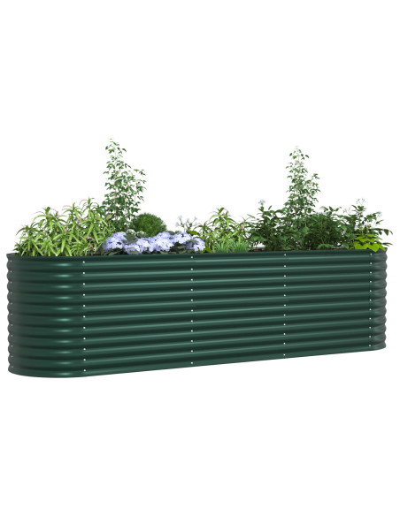 Letto da Giardino Rialzato Verde 320x80x81 cm in Acciaio Galvanizzato di