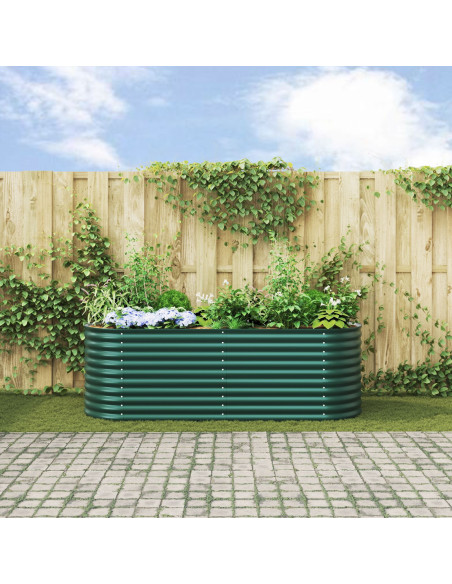 Letto da Giardino Rialzato Verde 240x80x81 cm in Acciaio Zincato