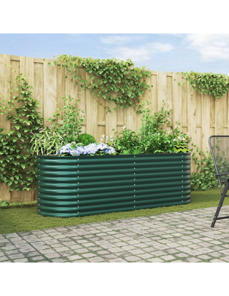 Letto da Giardino Rialzato Verde 240x80x81 cm in Acciaio Zincato