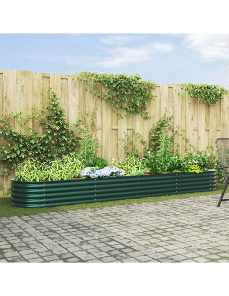Letto da Giardino Rialzato Verde 400x80x44 cm in Acciaio Galvanizzato