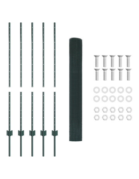 Recinzione in Filo Saldato  con 5 Post U Verde 1.2x10 m Acciaio