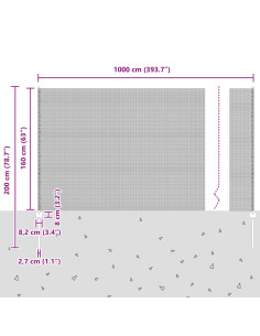 Recinzione con Posto Verde 1,6 x 10 m Acciaio e PVC