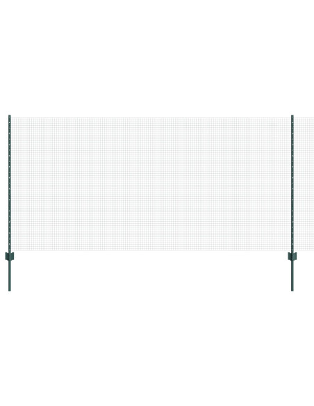 Recinzione in Rete Saldato  con 5 Pali a U Verde 1.2x10 m Acciaio