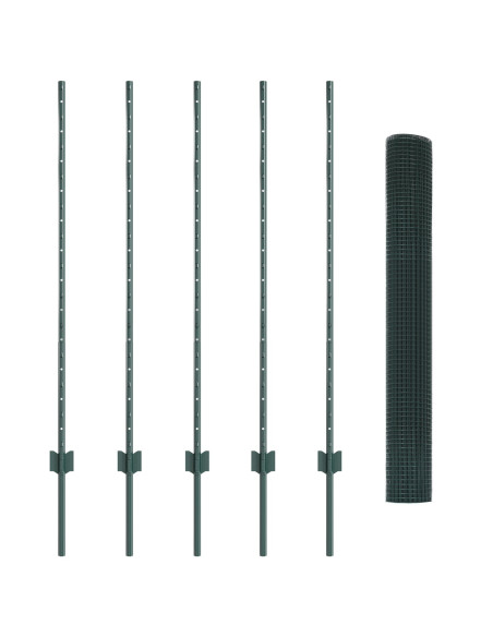 Recinzione in Filo Saldato  con 5 Post U Verde 1.2x10 m Acciaio