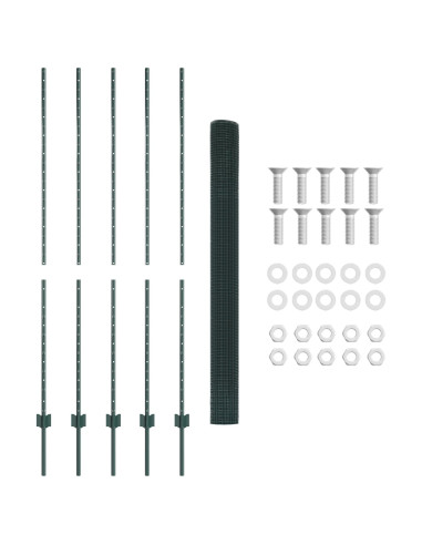 Recinzione con Posto Verde 1,6 x 10 m Acciaio e PVC