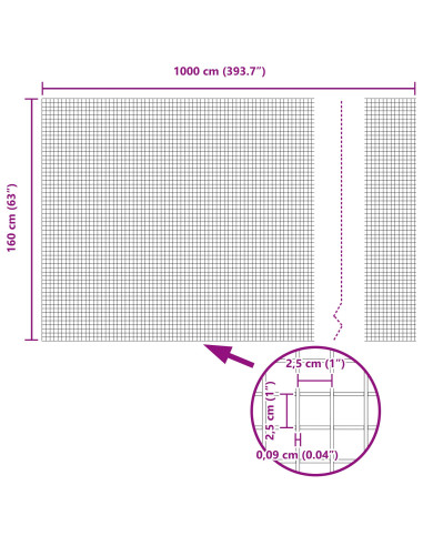 Recinzione con Posto Verde 1,6 x 10 m Acciaio e PVC