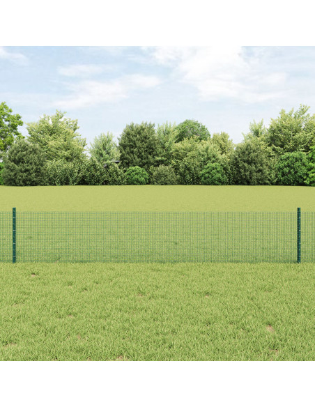 Recinzione in Rete Saldato  con 11 Pali U Verde 0.4x25 m Acciaio