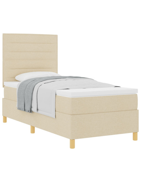 Letto a molle con materasso Crema 100 x 200 cm Tessuto