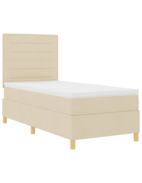 letto a molle vitaXL con materasso crema 100x200 cm in tessuto