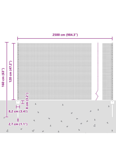 Recinzione con Posto Verde 1,2 x 25 m Acciaio e PVC