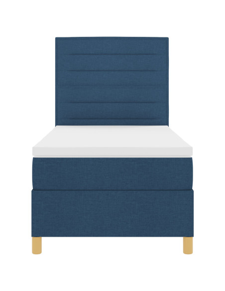 Letto Box Spring con Materasso Blu 100x200 cm Tessuto