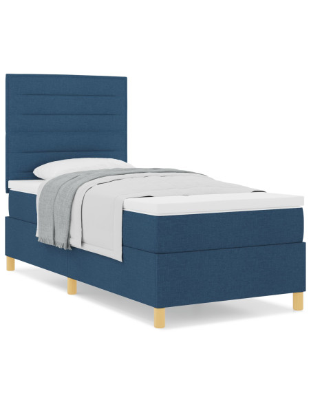 Letto Box Spring con Materasso Blu 100x200 cm Tessuto