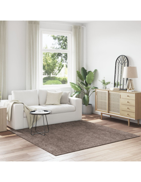 Tappeto shaggy  con supporto in lattice marrone 200x200 cm