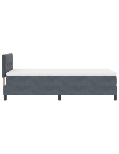 Letto a molle con materasso Grigio scuro 100 x 200 cm Velluto