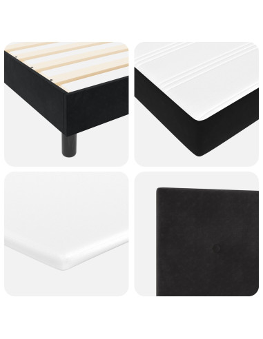 Letto a molle con materasso Nero 90 x 200 cm Velluto